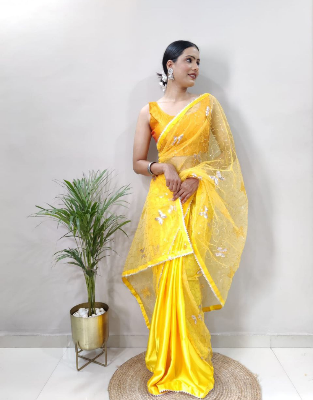 Ruhi Yellow Ready To Wear Soft Silk Saree