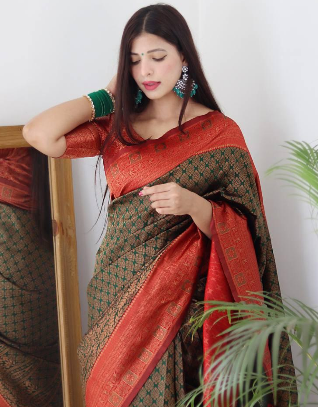 Pooja Dark Green Soft Silk Saree