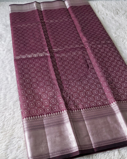 Charita - Wine Soft Banarasi Silk Saree