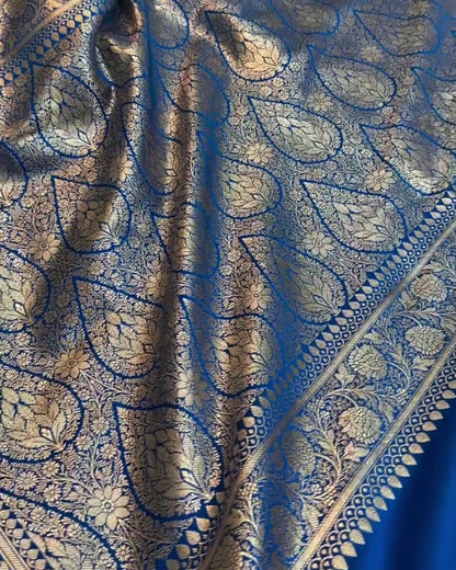 Aisha - Royal Blue Heritage Banarasi Weave Saree
