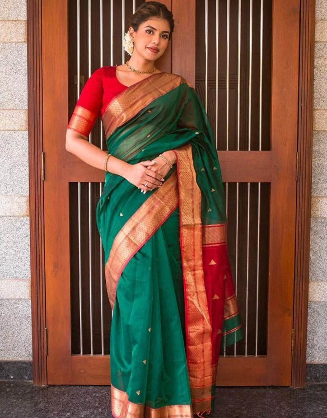 Somya Green Linen Cotton Saree