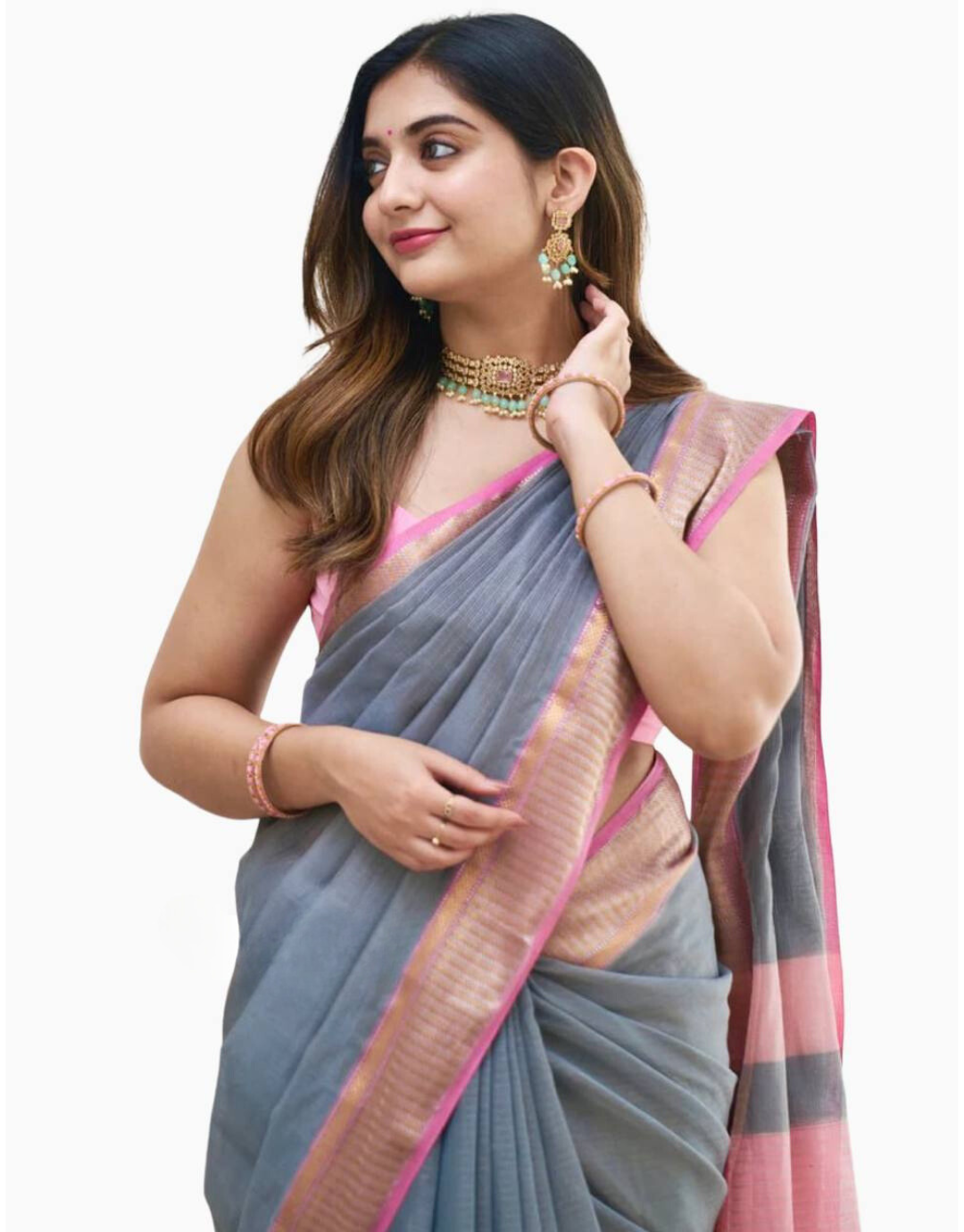 Prerna Grey Linen Cotton Saree