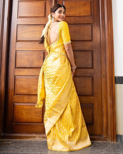 Kaveri Yellow Banarasi Silk Saree