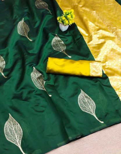 Mila Green-Yellow Soft Silk Saree