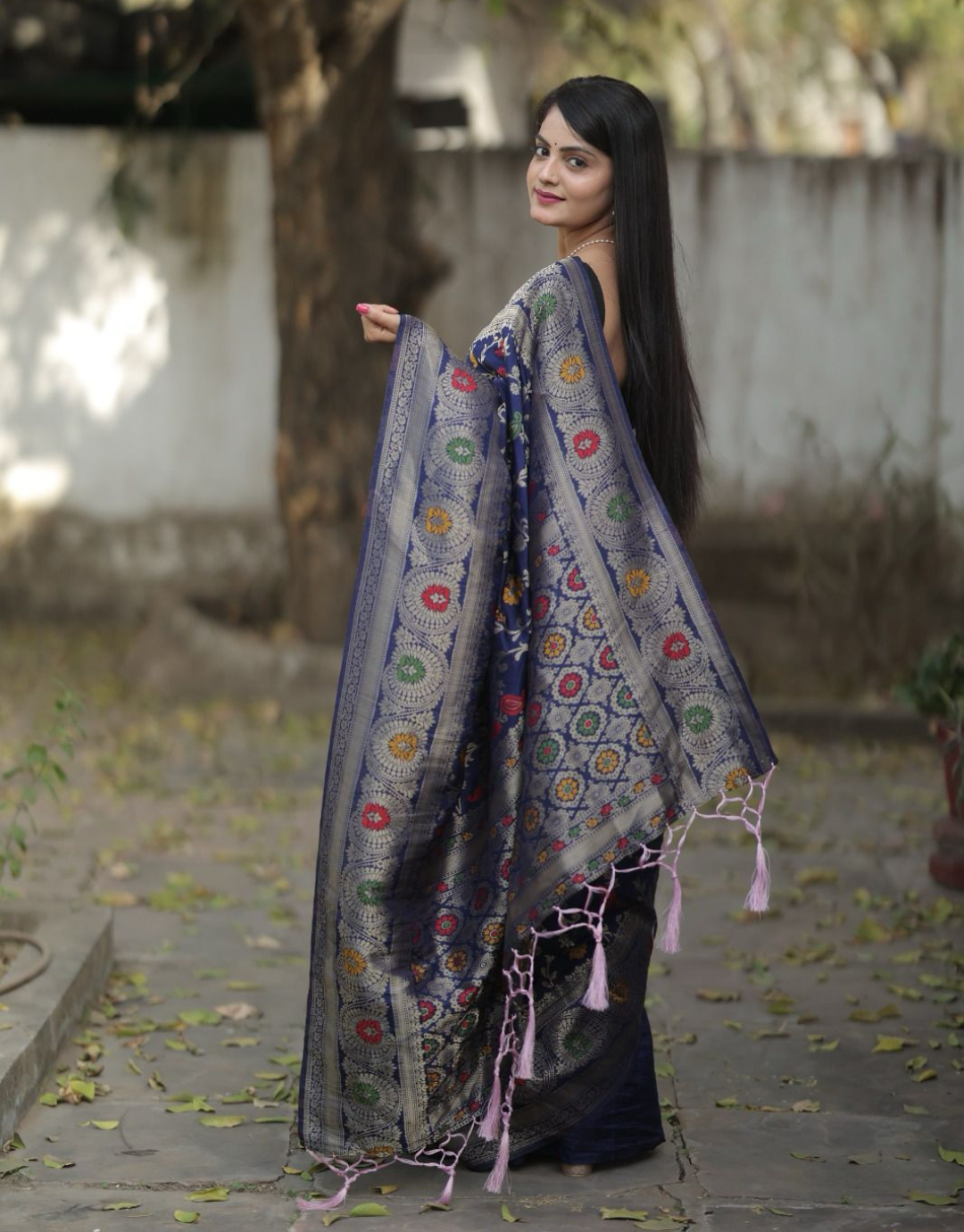 Mitra Blue Dolla Silk Saree