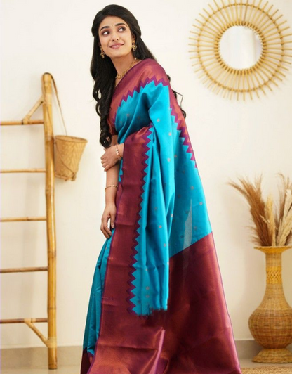 Ishika Sky Blue Kanchipuram Saree