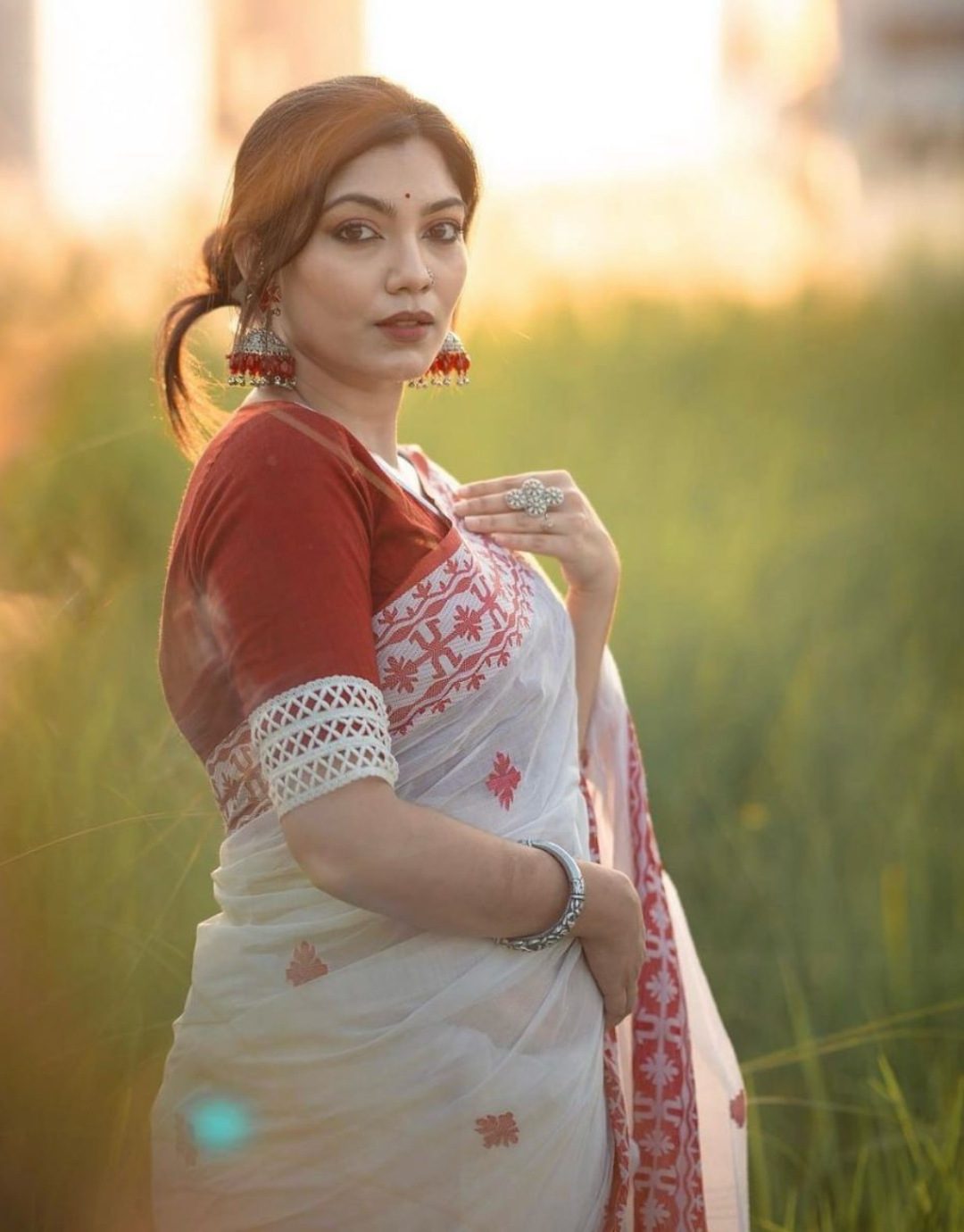 Jarvika White Cotton Silk Saree