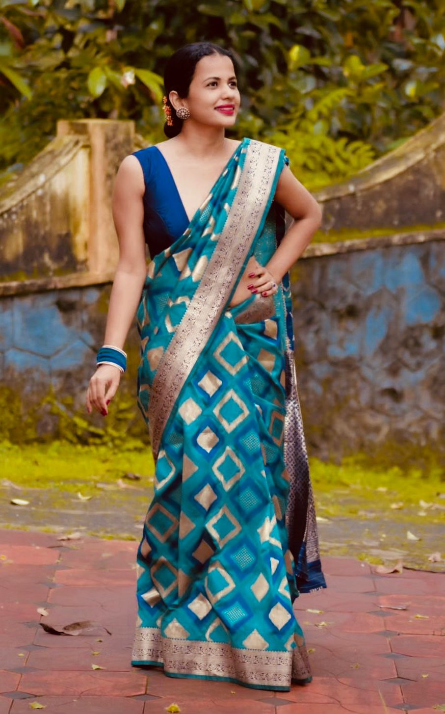 Lila CyanBlue Soft Silk Saree