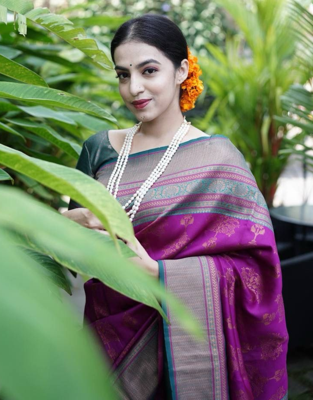 Incredible Pinkish Soft Banarasi Silk Saree WIth Attached Blouse Piece