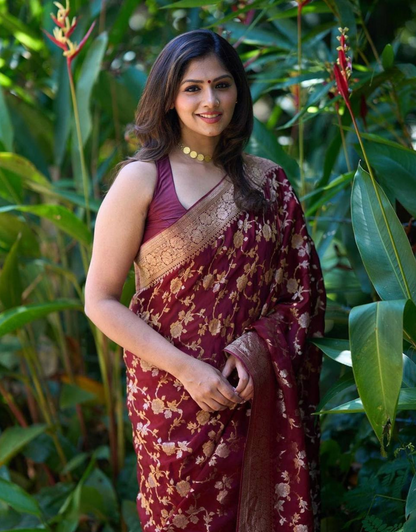 Mahi Maroon Banarasi Silk Saree