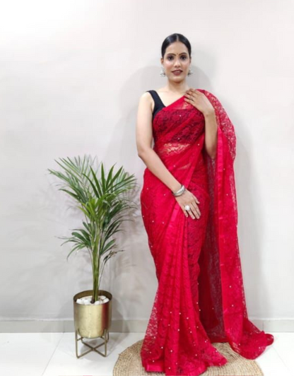 Rohini Red Brasso Saree