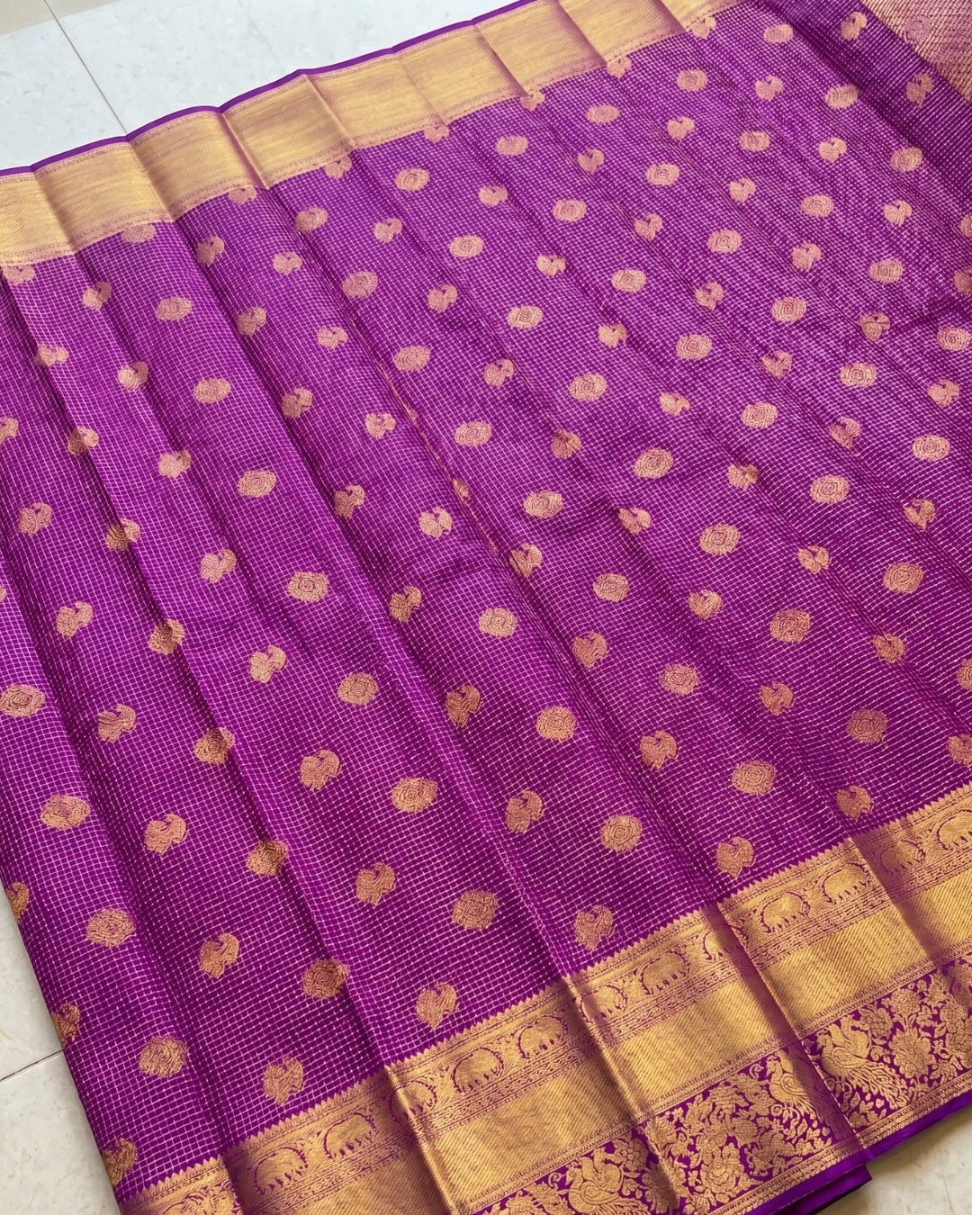 Rushika - Gold Zari Purple Saree