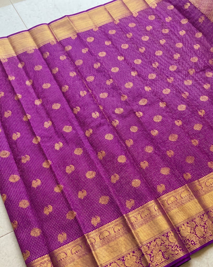 Rushika - Gold Zari Purple Saree