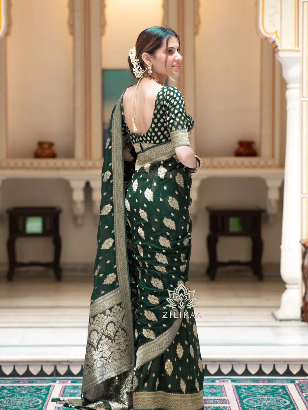 Sudha Green Banarasi Silk Saree