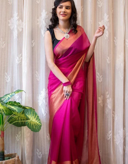 Jessica Pink Chiffon Silk Ready To Wear Saree