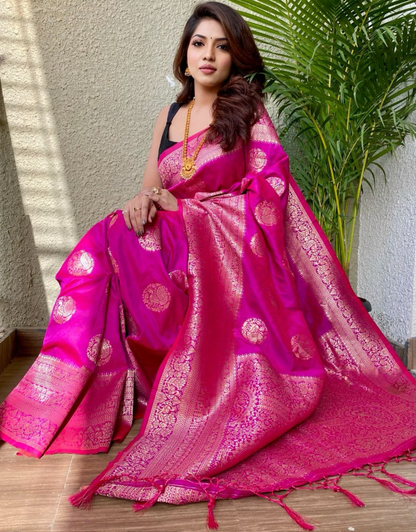 Ritika RubyPink Banarasi Silk Saree