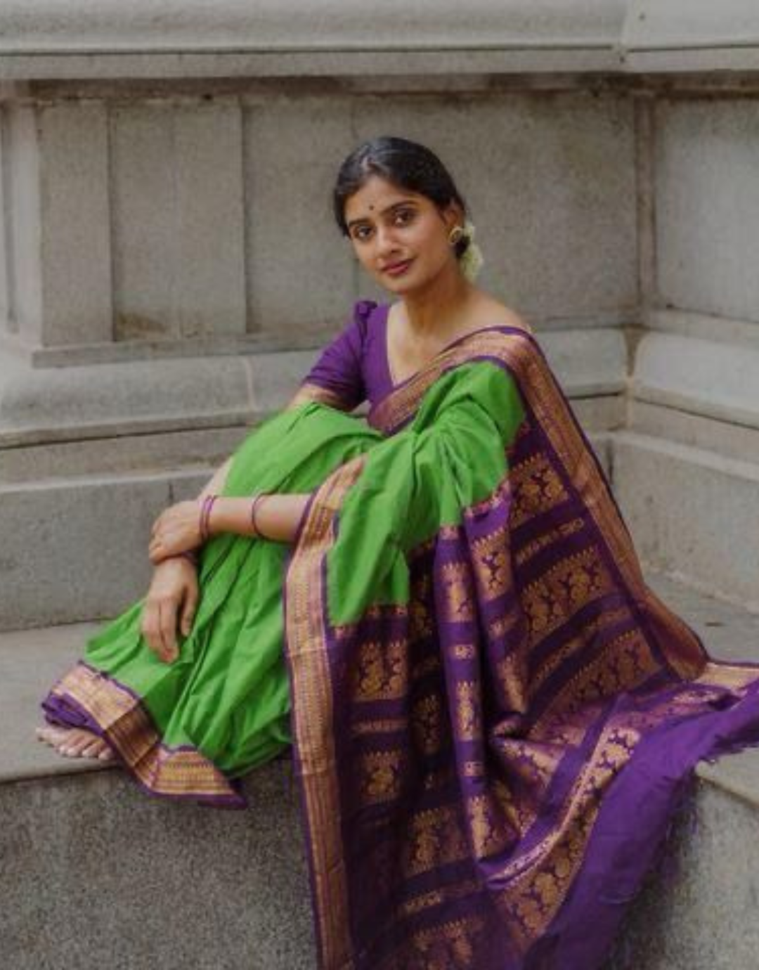 Bhavna ToxicGreen Linen Cotton Saree