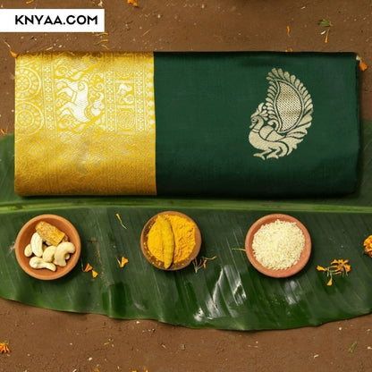 Miran Green Soft Silk Saree With Attached Blouse