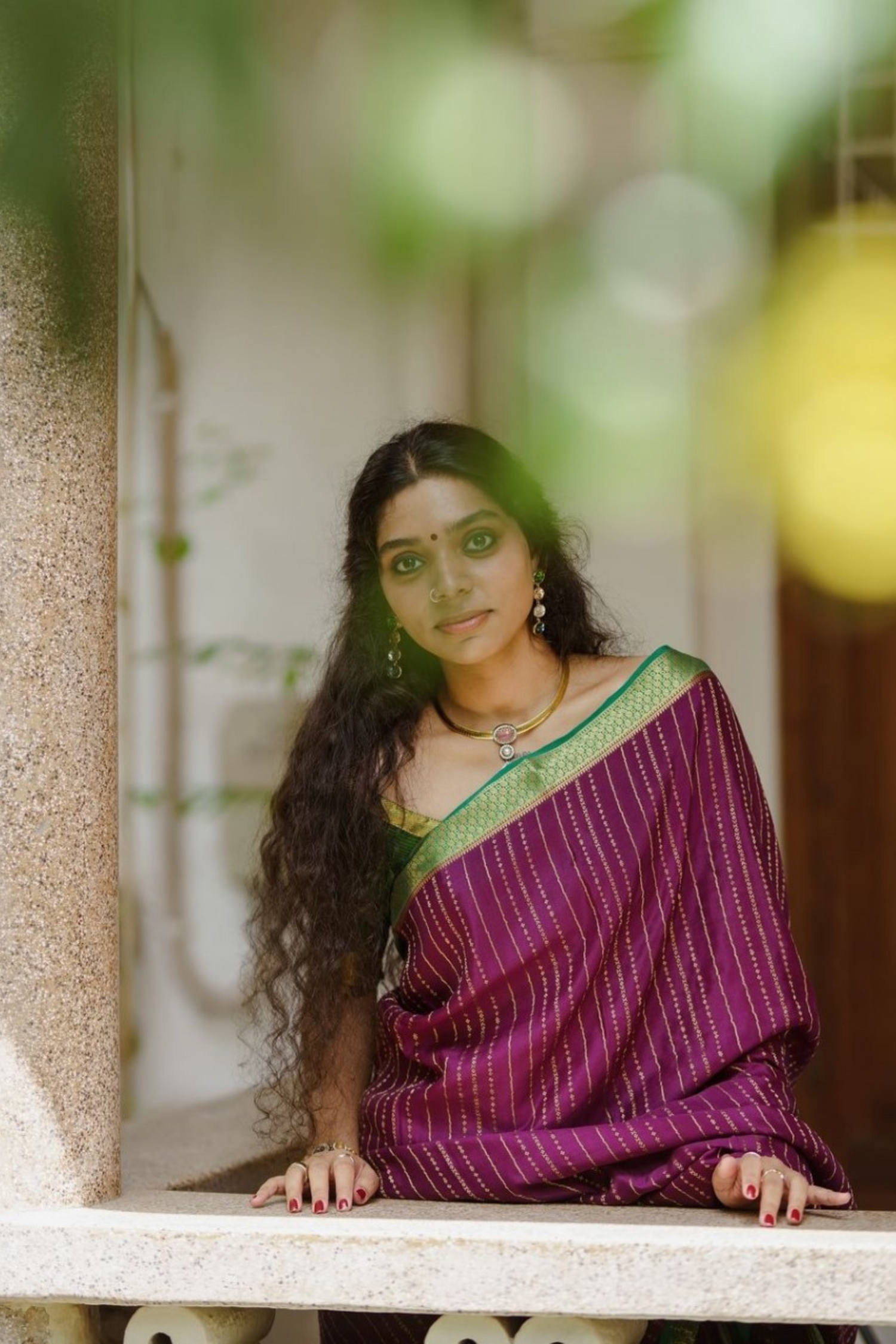 Amethyst Shine - Handwoven Silk Saree