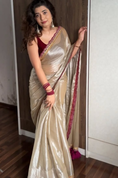 Velvet Touch - Gold - Banarasi Silk Saree