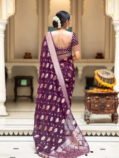 Sudha Wine Banarasi Silk Saree