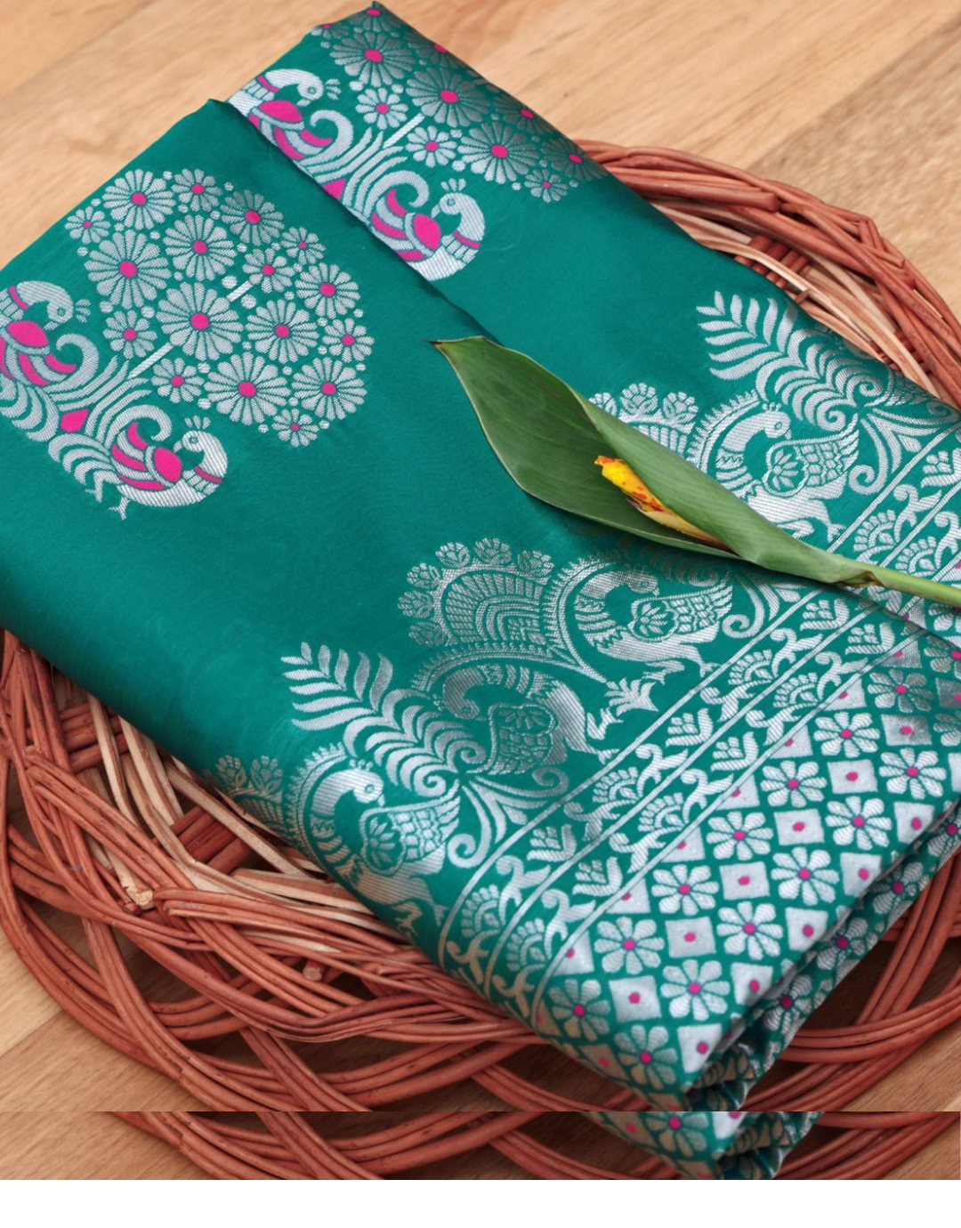 Mona Pine Green Soft Silk Saree