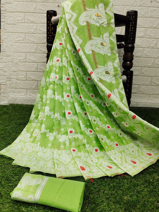 Kenvi Pista Banarasi Silk Saree