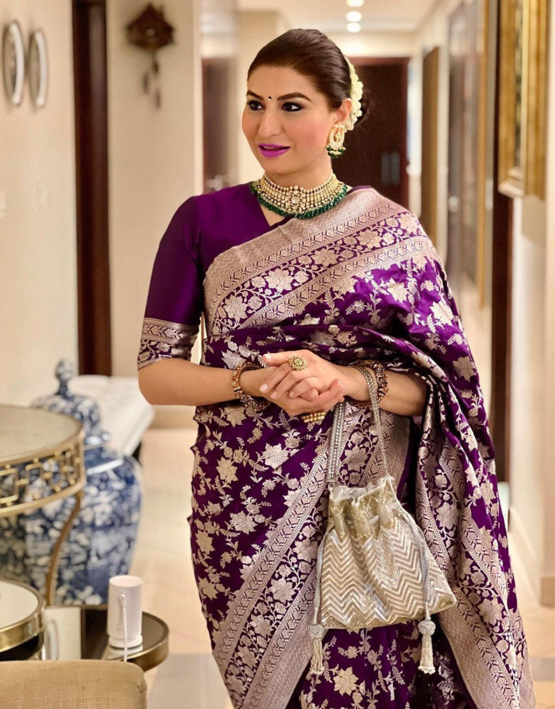 Aarya Purple Kanchipuram Silk Saree