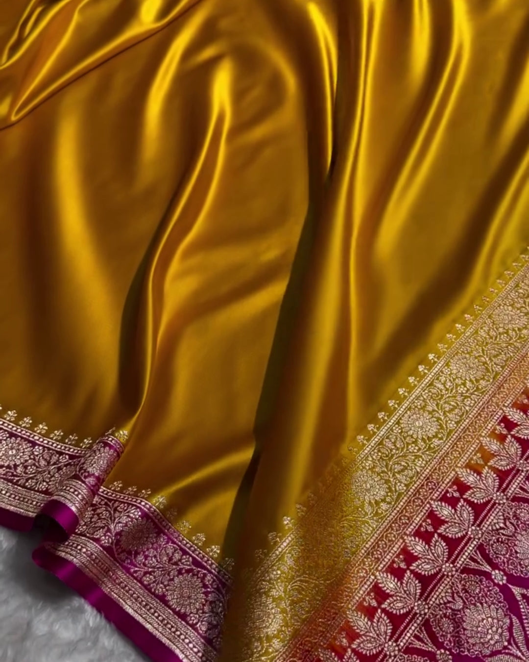 Ami - Grand Mustard Zari Border Wedding Wear Saree