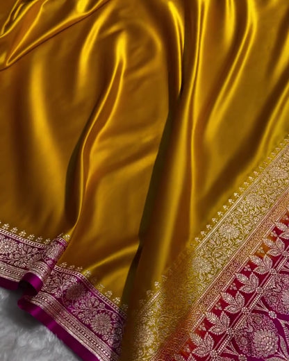 Ami - Grand Mustard Zari Border Wedding Wear Saree