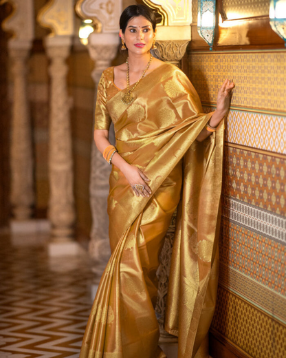 Golden Bloom - Banarasi Silk Saree