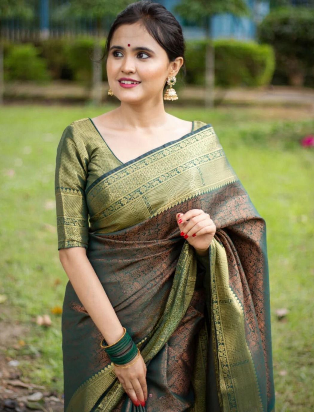 Shriya Green Kanchipuram Silk Saree