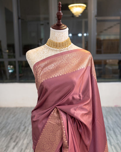 Anika - Dusty Rose Heritage Soft Silk Saree
