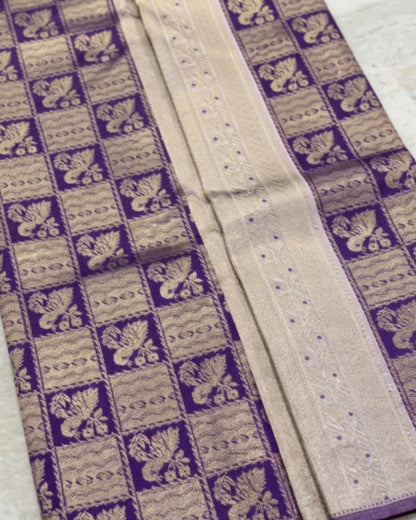 Heer - Premium Lilac Banarasi Bird Zari Saree