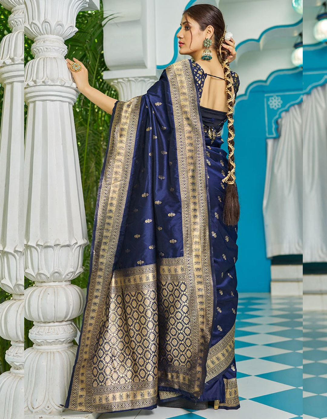 Shanti Blue Banarasi Silk Saree