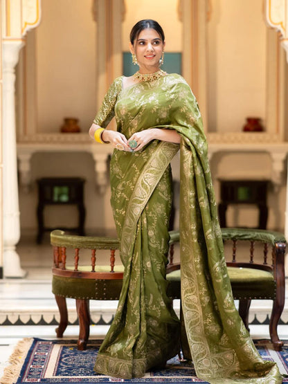 Hema Mahendi Banarasi Silk Saree