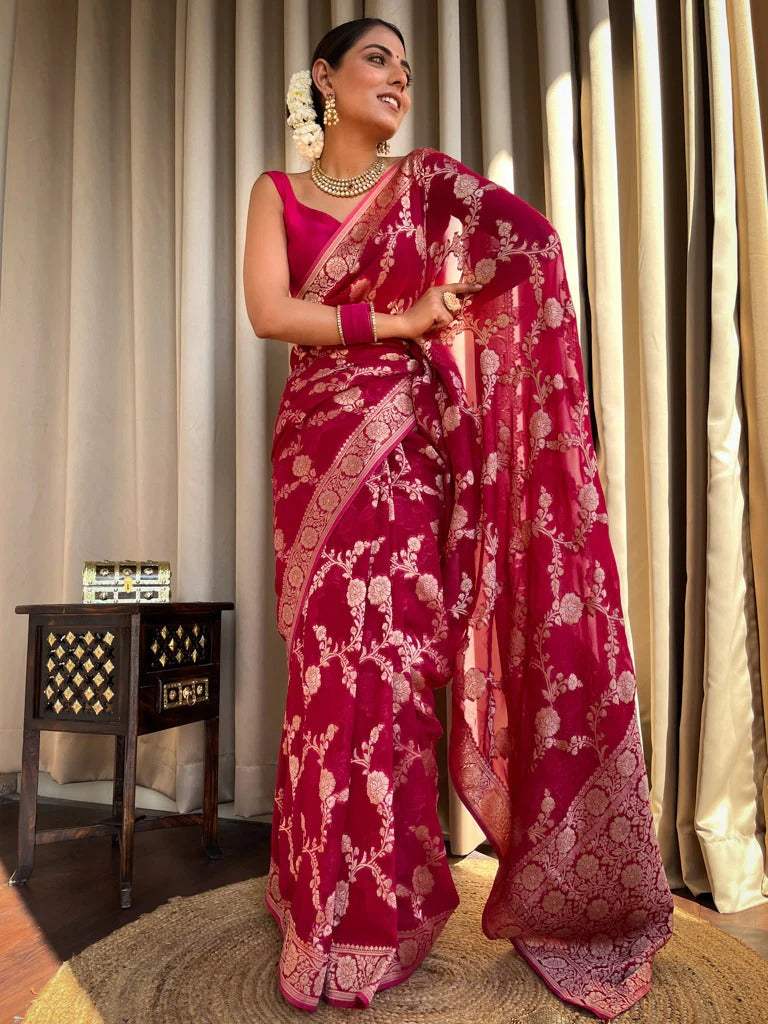 Laita Pink Banarasi Silk Saree