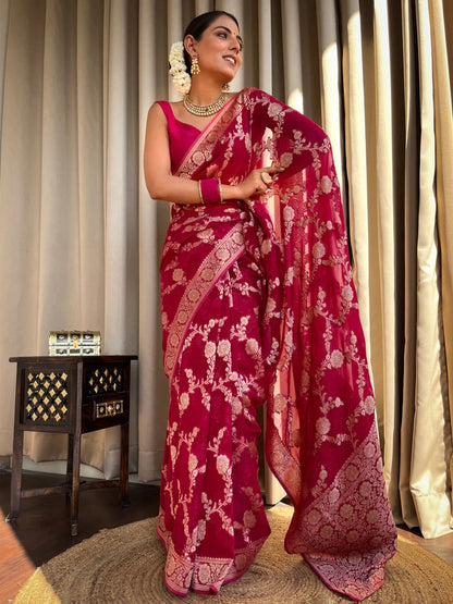 Laita Pink Banarasi Silk Saree