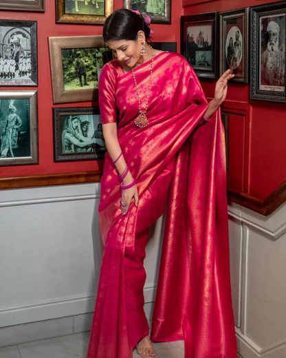 Fuchsia Glow - Banarasi Silk Saree