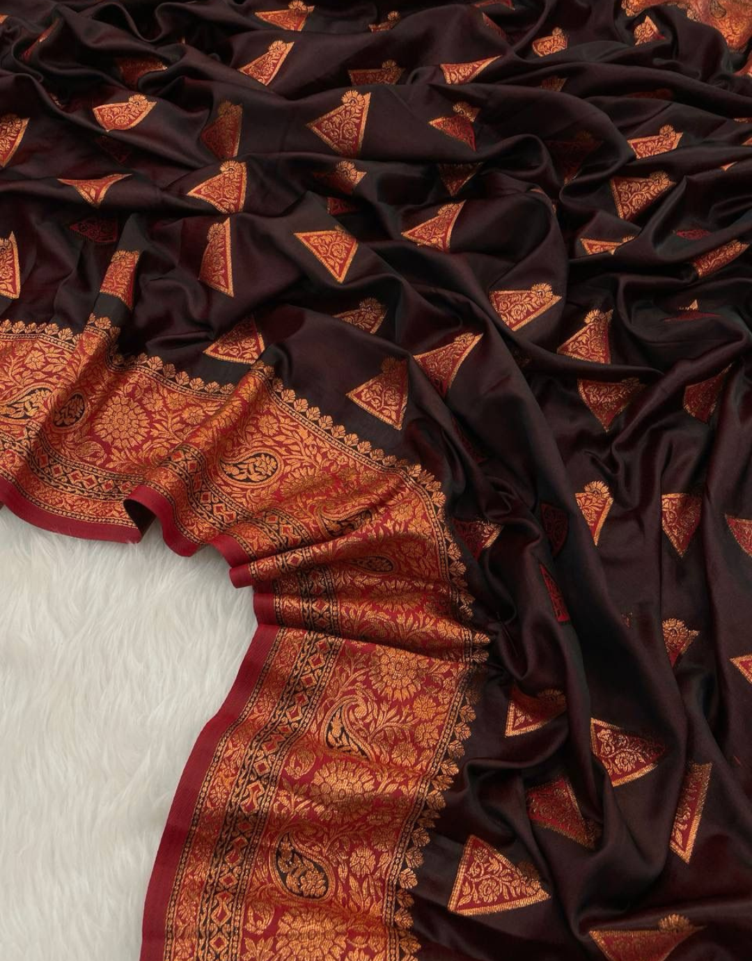 Lalita Wine Banarasi Satin Silk Saree