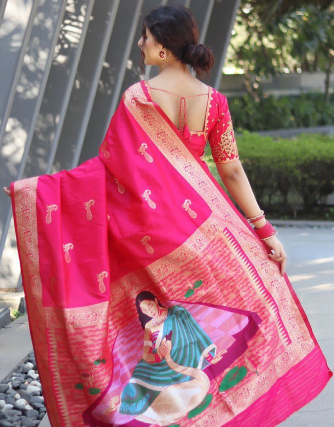 Ishika Pink Soft Banarasi Silk Saree