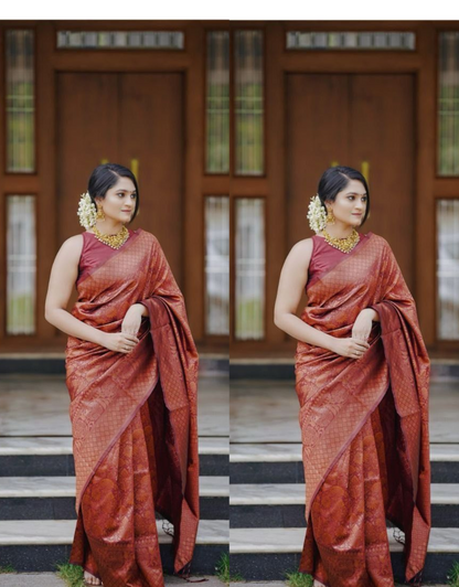 Jyoti Maroon Banarasi Silk Saree