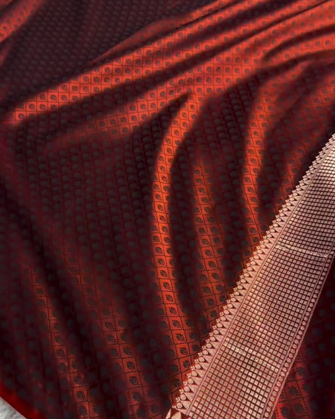 Vedika - Rust Orange Maroon Festive Floral Zari Saree