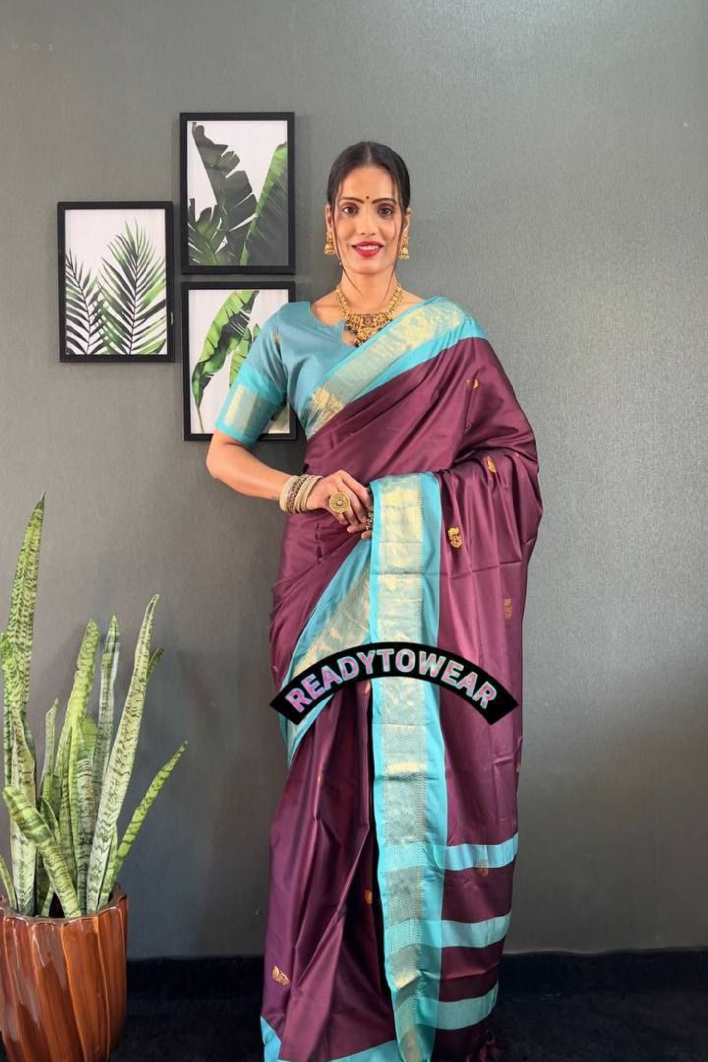 Vintage Echo - Wine Lichi Soft Silk Saree