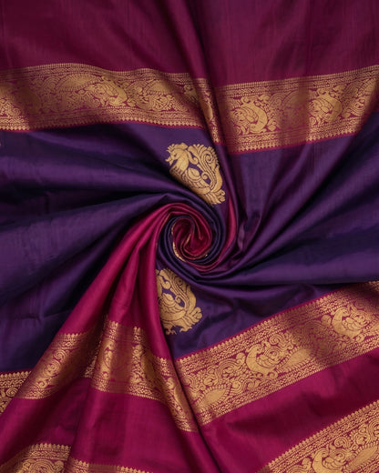 Mira - Royal Purple Magenta Peacock Zari Saree