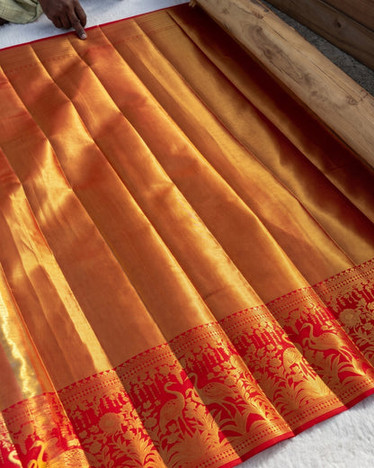 Fariha - Regal Peacock Motif Banarasi Silk Saree