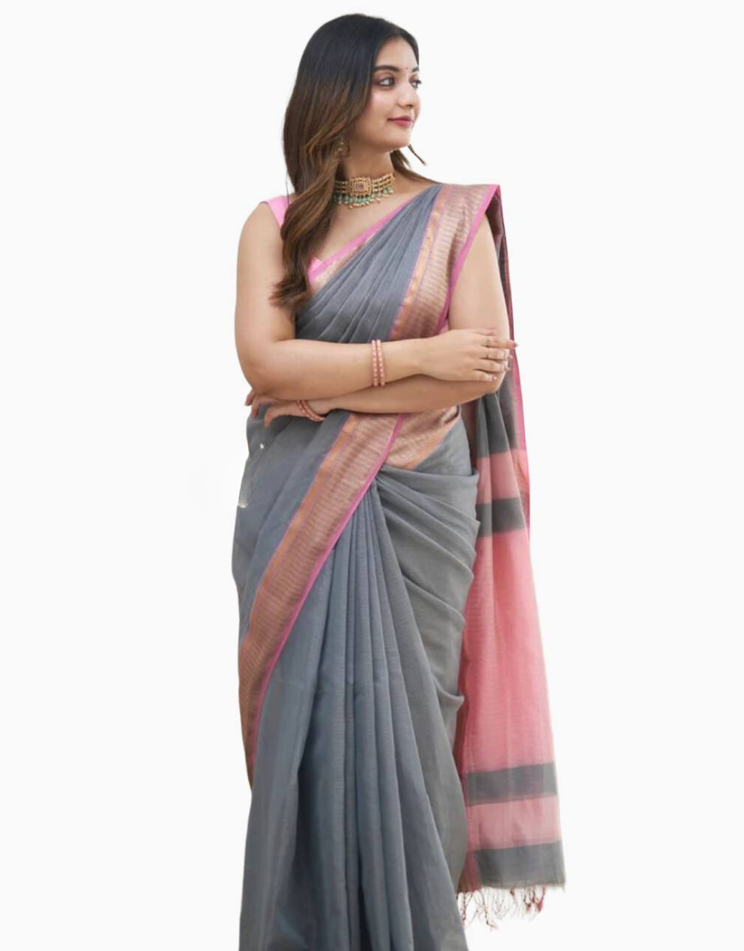 Prerna Grey Linen Cotton Saree