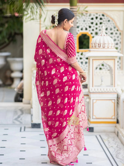 Sudha Pink Banarasi Silk Saree