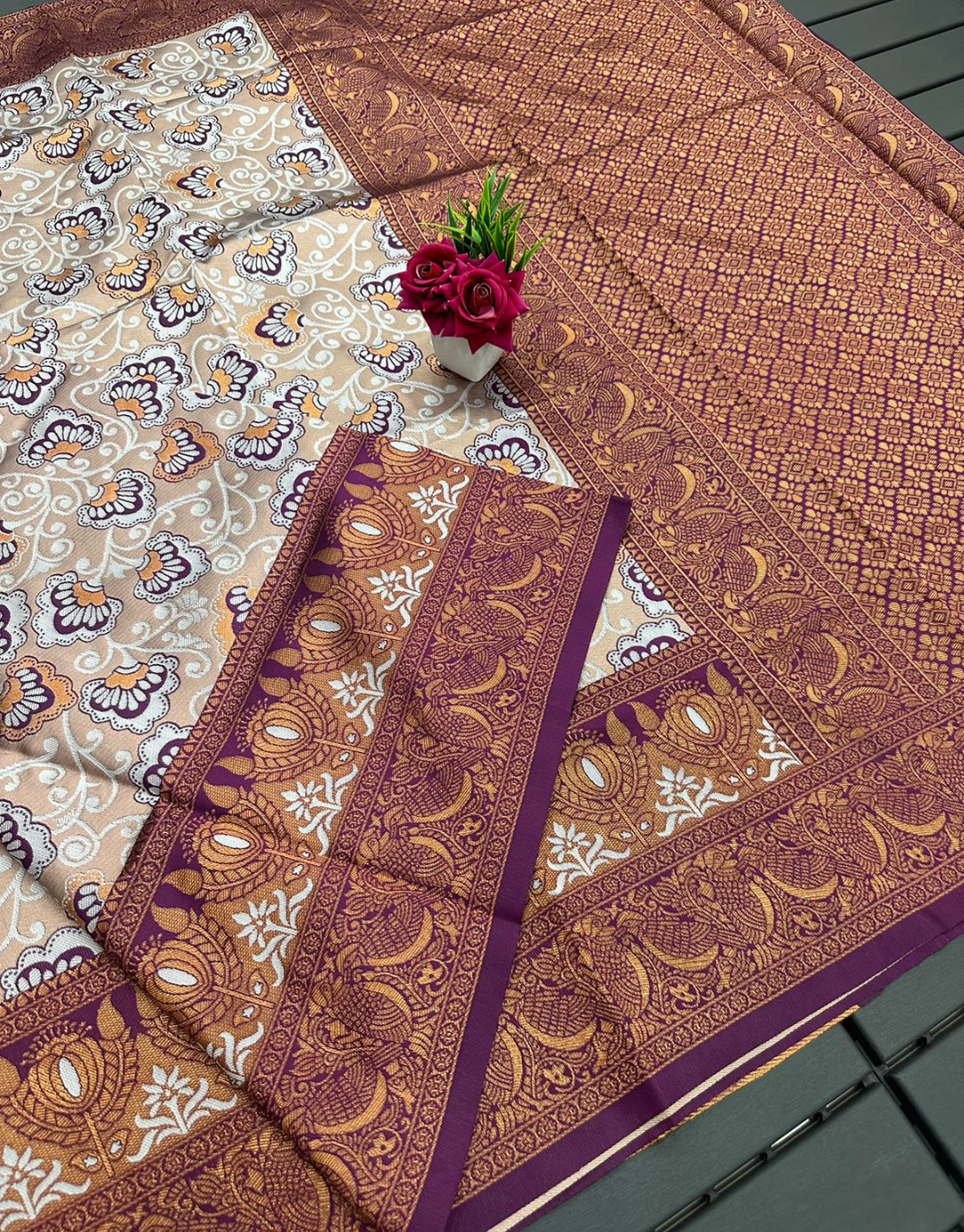 Sumanya Pinkish Grey Soft Silk Saree