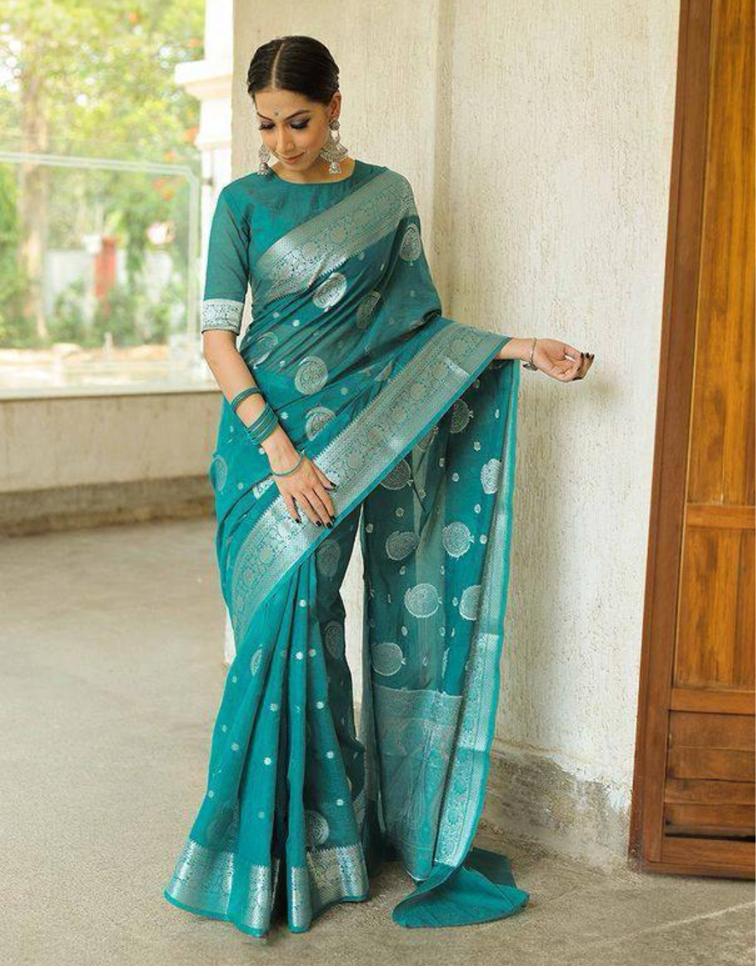 Manvi RamaGreen Banarasi Silk Saree